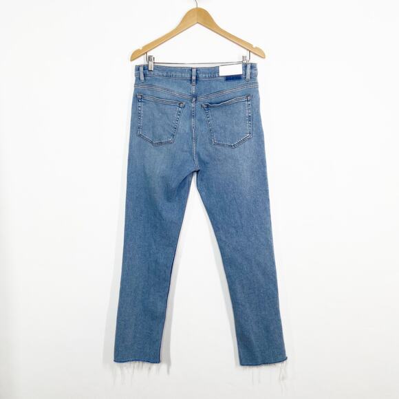 RE/DONE 70s Originals Straight Jeans Sanded Blue Denim Raw Hem Boho Size 30 - Picture 7 of 11
